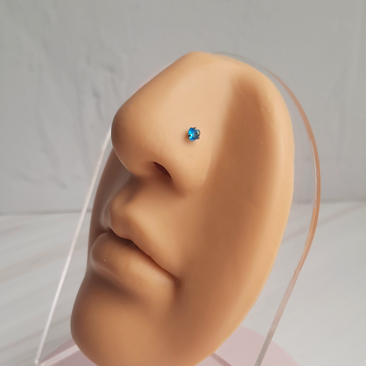 Piercing Mini Corazón - Nostril - Celeste - 3mm