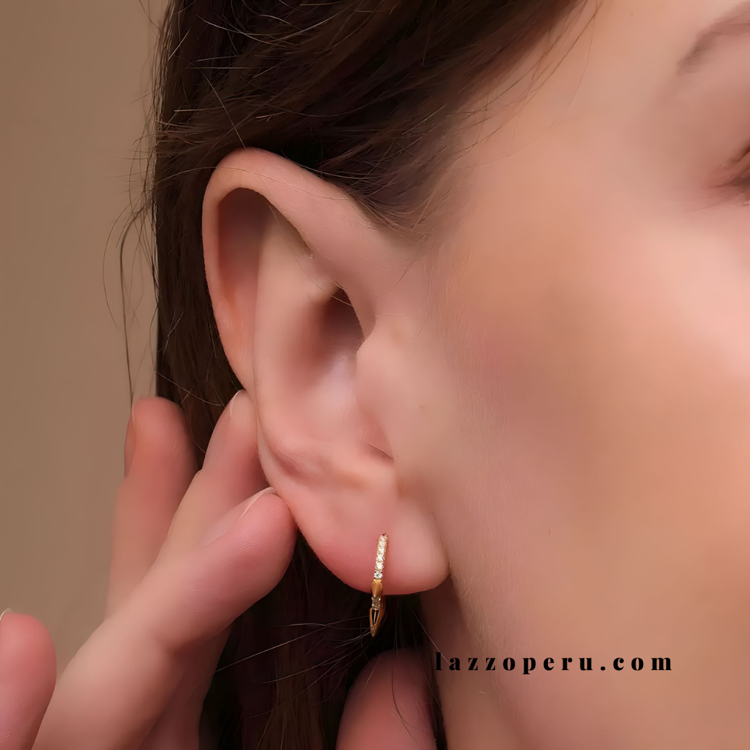 Argollas Punk - Cristal - Gold - 9 mm