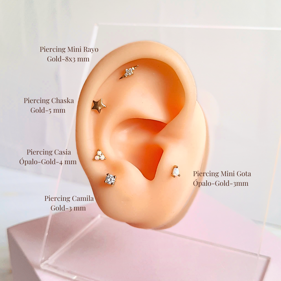 Piercing Mini Rayo - Cristal - Gold - 8x3mm