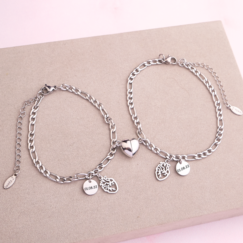 Pack - Pulseras Corazones - Silver - Personalizadas