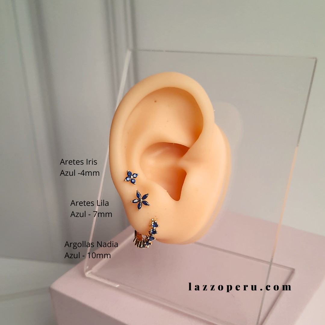 Aretes Iris - Gold - 4mm - Azul