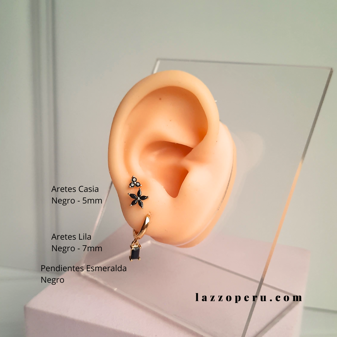 Aretes Lila - Gold - 7mm - Negro