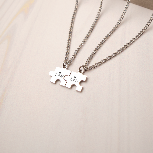 Pack Collares - Puzzle Love - Silver - Personalizados