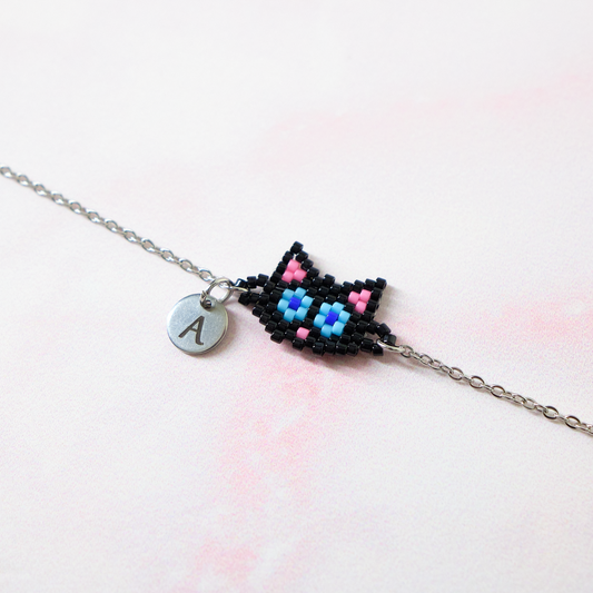 Pulsera Miyuki Gato Negro -  Personalizada