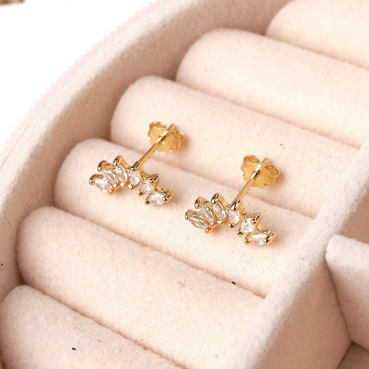 Aretes Singapur - Cristal - Gold - 11x3 mm