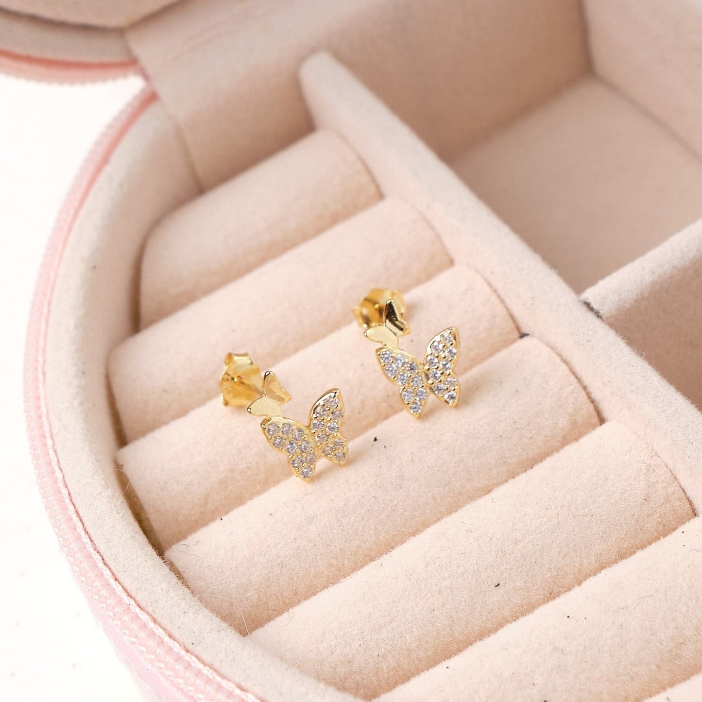 Aretes Butterfly - Cristal - Gold - 7x10mm