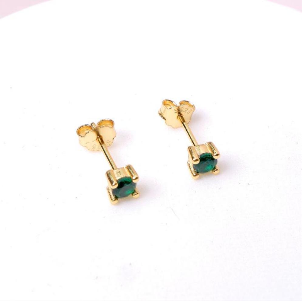 Aretes Camila - Verde - Gold - 4mm