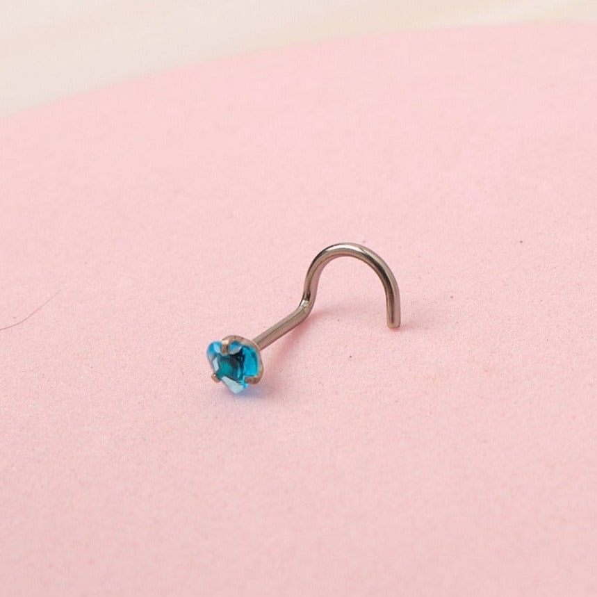 Piercing Mini Corazón - Nostril - Celeste - 3mm