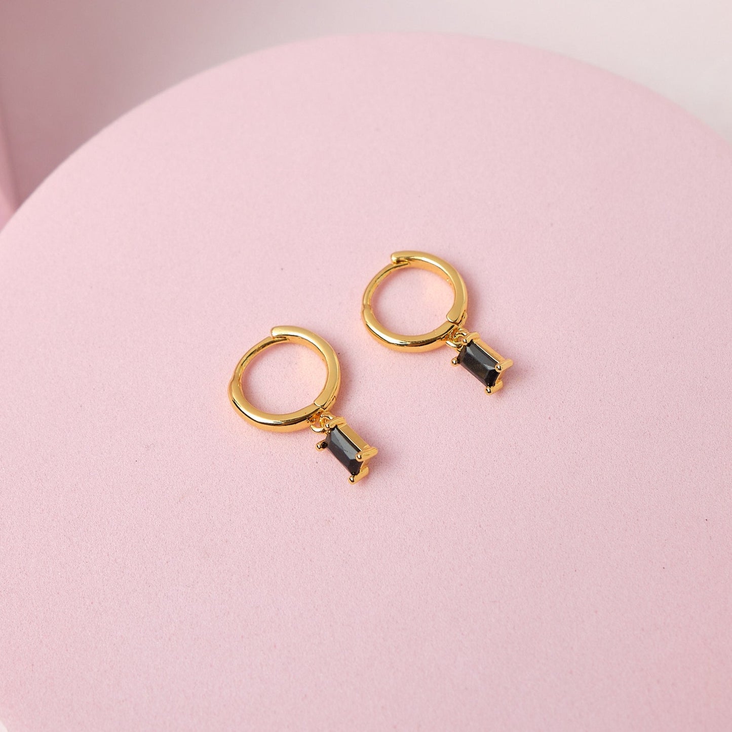 Pendientes Esmeralda - Negro - Gold -10mm