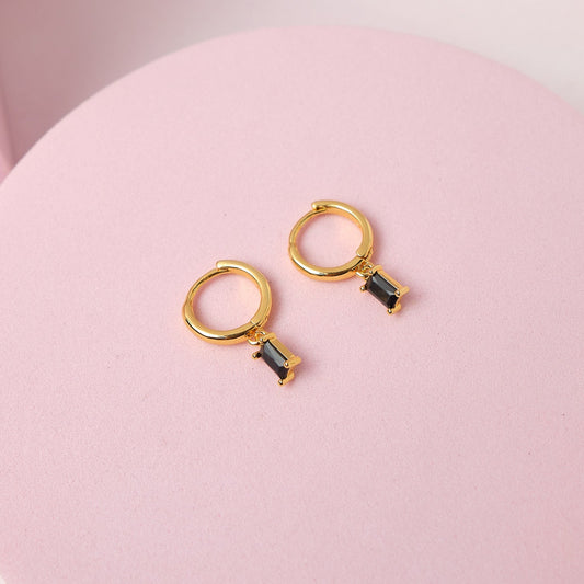 Pendientes Esmeralda - Negro - Gold -10mm