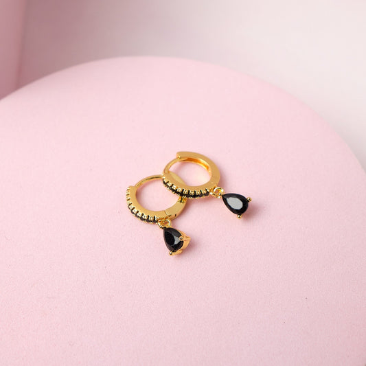 Pendientes Aura - Negro - Gold - 9mm