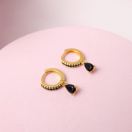 Pendientes Aura - Negro - Gold - 9mm