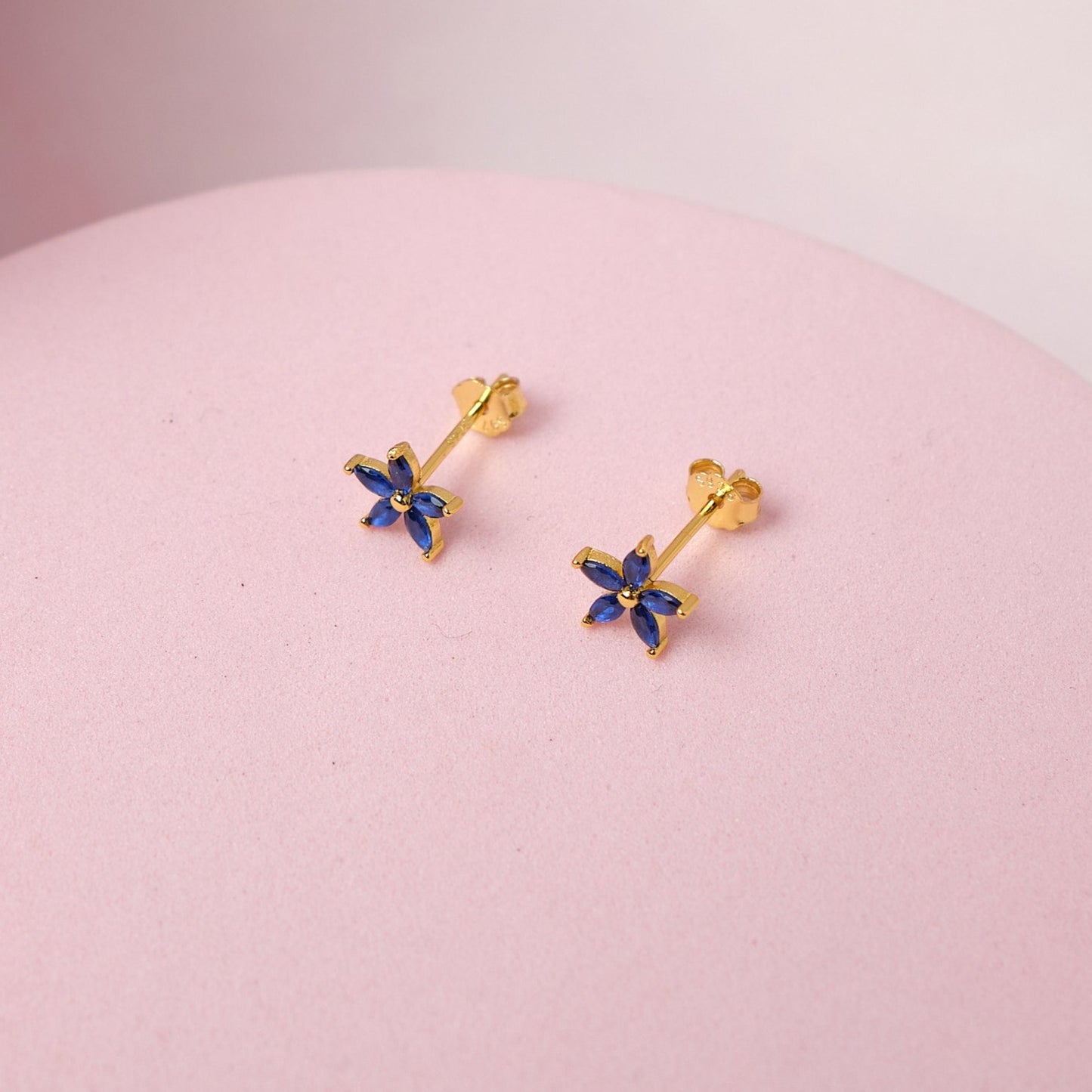 Aretes Lila - Gold - 7mm - Azul