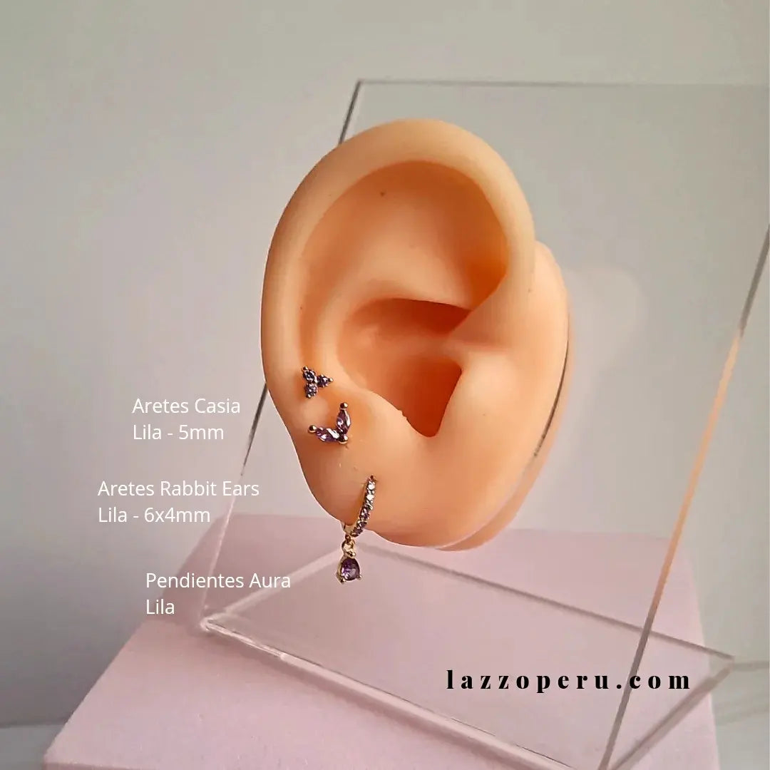 Aretes Rabbit Ears - Gold - 6x5 mm- Lila