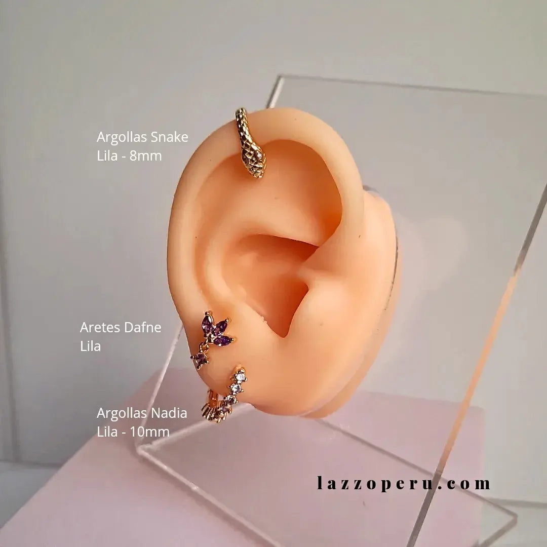 Aretes Dafne - Gold - 7x11mm - Lila