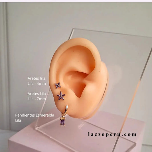 Pendientes Esmeralda - Lila - Gold - 9mm