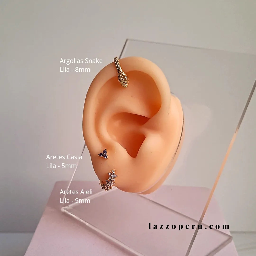 Argollas Alelí - Gold -Lila - 9mm