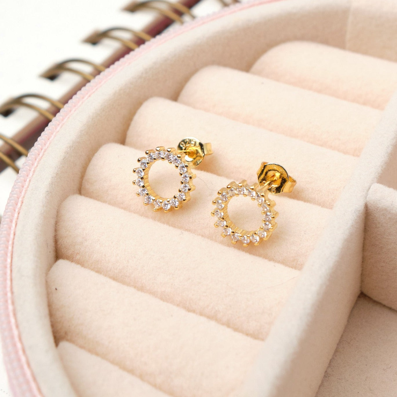 Aretes Sol - Cristal - Gold - 9 mm