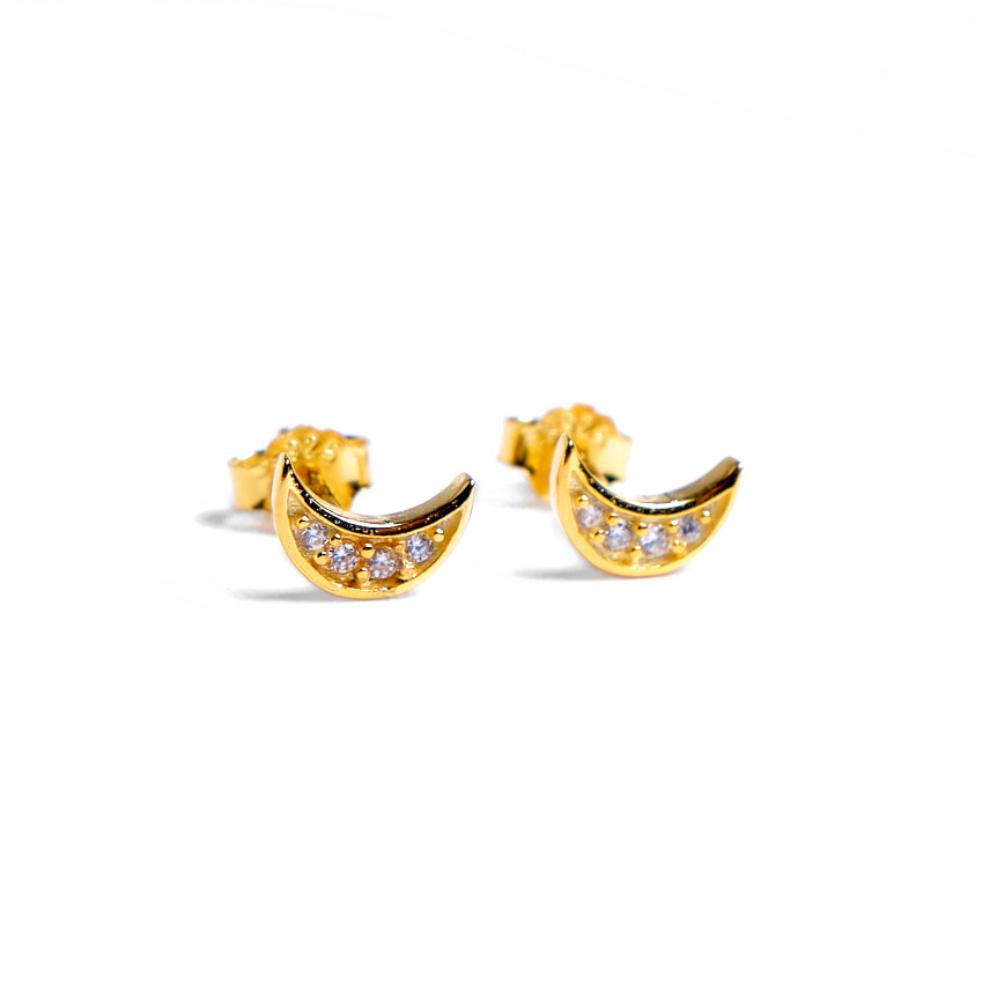 Aretes Luna - Cristal - Gold - 7x5mm