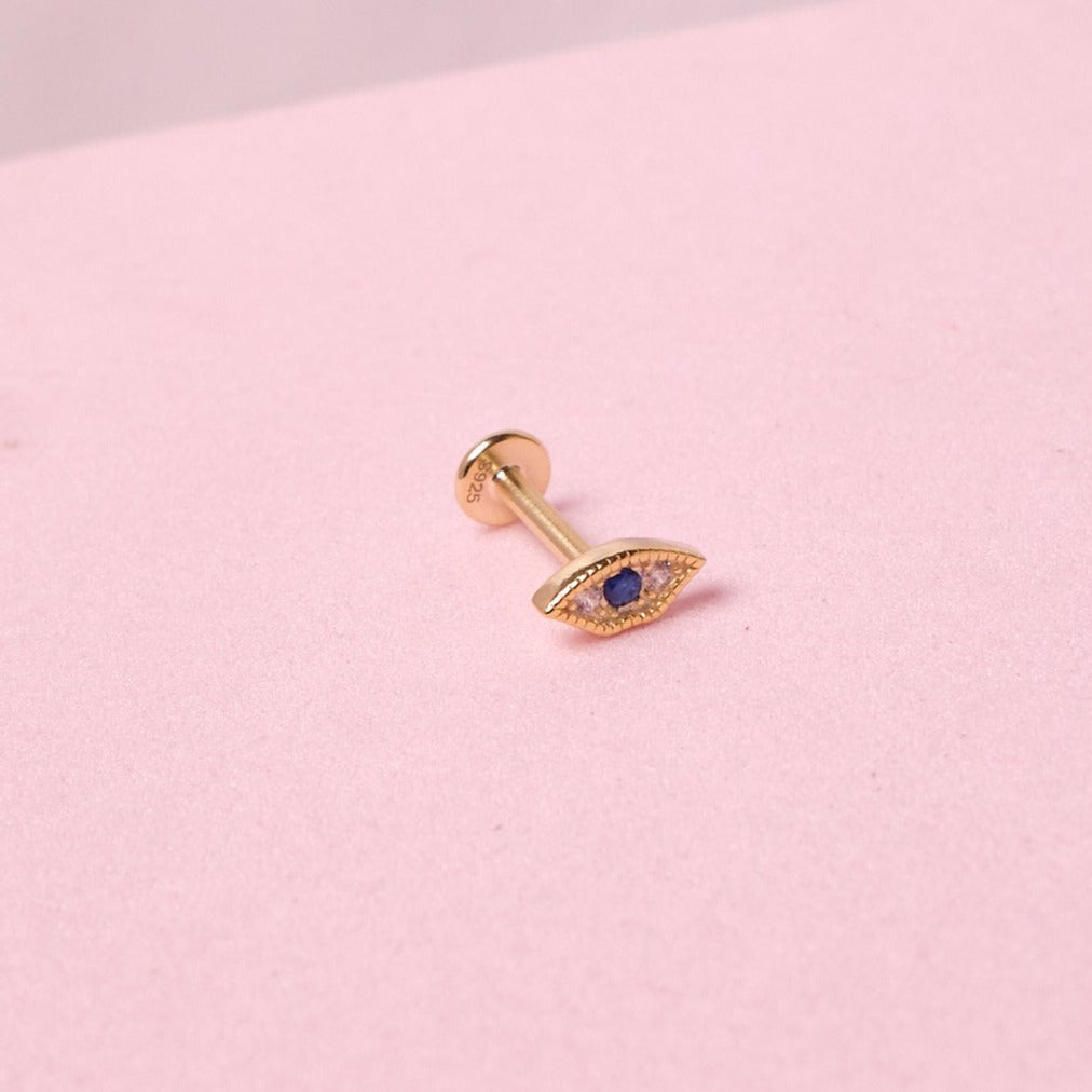 Piercing Ojo Turco - Azul - Gold -6x3mm