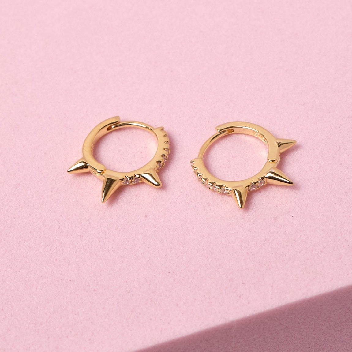 Argollas Punk - Cristal - Gold - 9 mm
