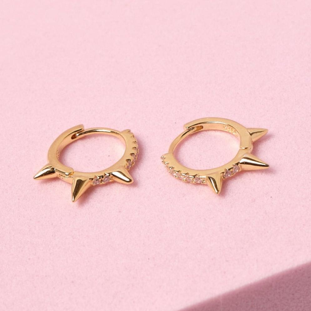Argollas Punk - Cristal - Gold - 9 mm