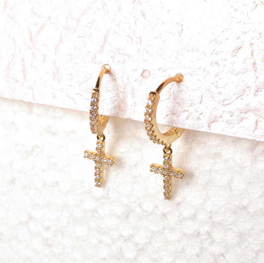 Pendientes Cross - Gold - 8mm