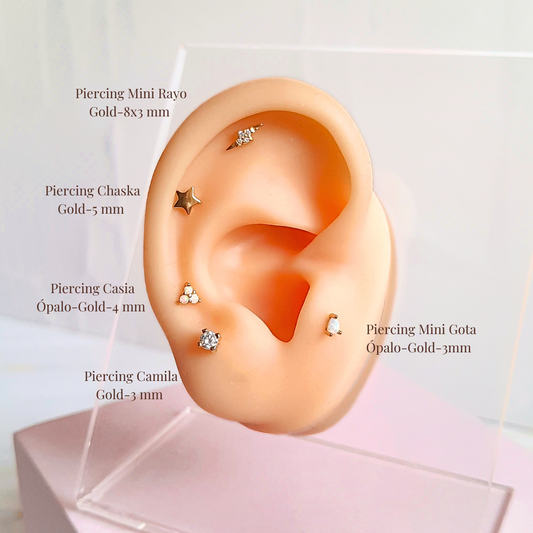 Piercing Mini Rayo - Cristal - Gold - 8x3mm