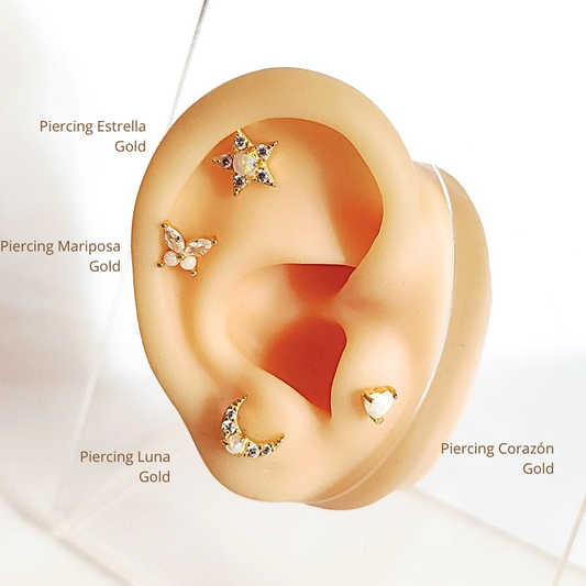 Piercing Mariposa - Ópalo - Gold - 7x6mm