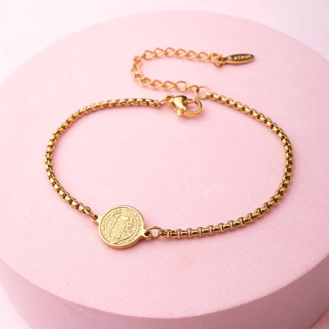 Pulsera San Benito - Gold - 10 mm
