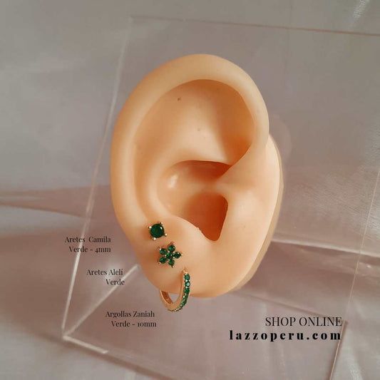 Aretes Camila - Verde - Gold - 4mm