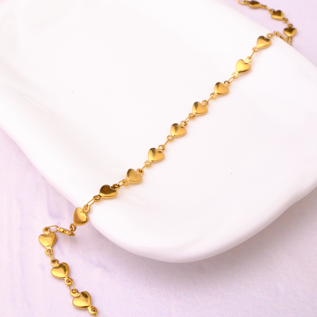 Tobillera Corazones - Gold