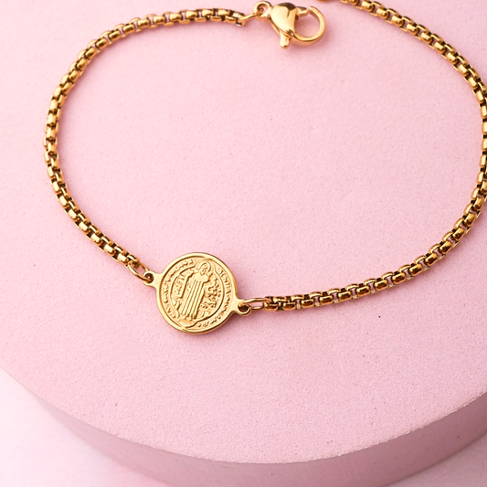 Pulsera San Benito - Gold - 10 mm