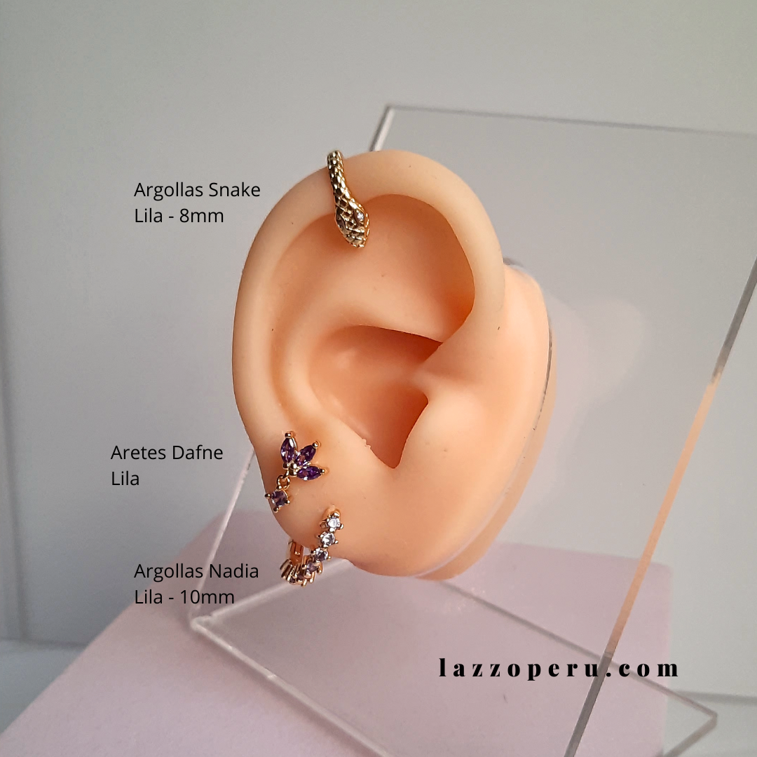 Argollas Snake - Gold - 8mm - Lila