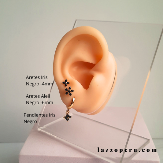 Pendientes Iris - Gold - 8mm -Negro