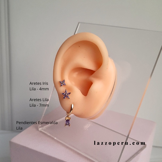 Aretes Lila - Gold - 7mm - Lila