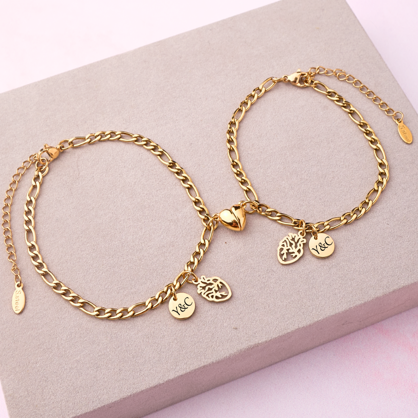 Pack - Pulseras Corazones - Gold - Personalizadas