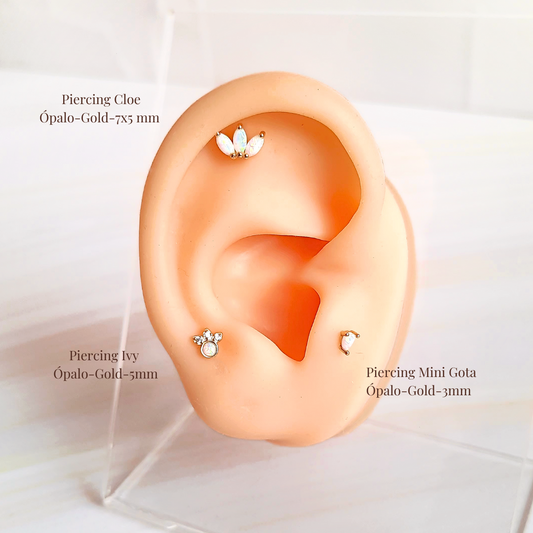 Piercing Mini Gota - Ópalo - Gold - 3mm