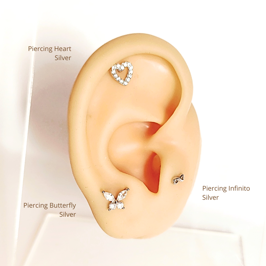 Piercing Heart - Silver - 6x7mm