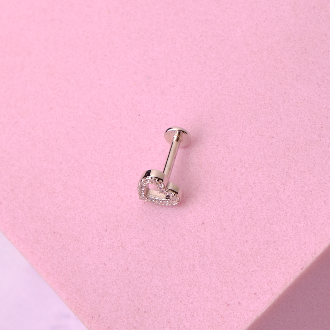 Piercing Heart - Silver - 6x7mm