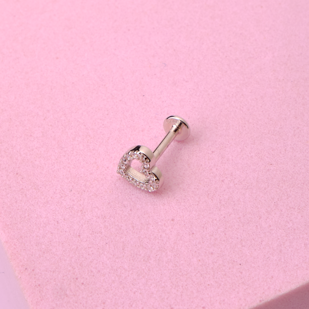 Piercing Heart - Silver - 6x7mm