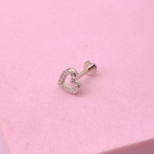 Piercing Heart - Silver - 6x7mm