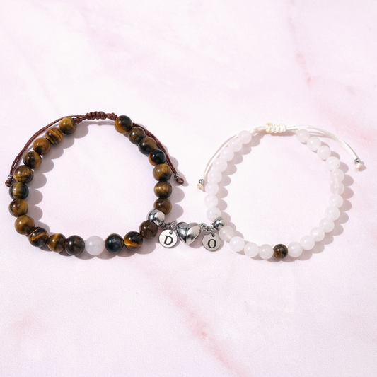 Pack - Pulseras Distancia - Ojo de Tigre & Onix Blanco- Personalizadas