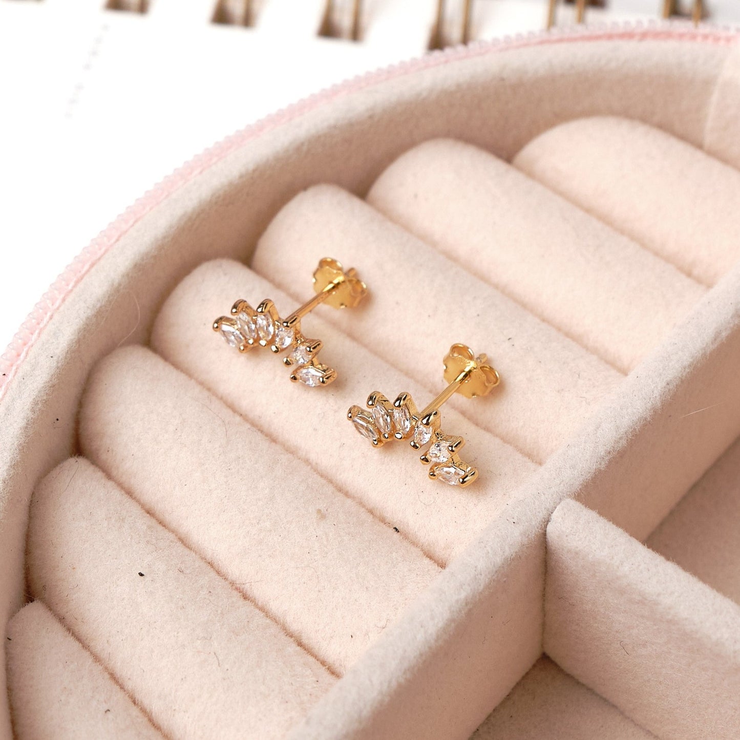 Aretes Singapur - Cristal - Gold - 11x3 mm