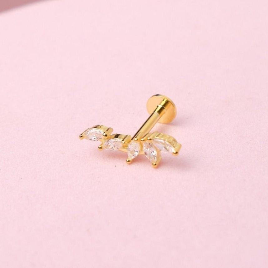 Piercing Roma  - Cristal - Gold- 12x4mm