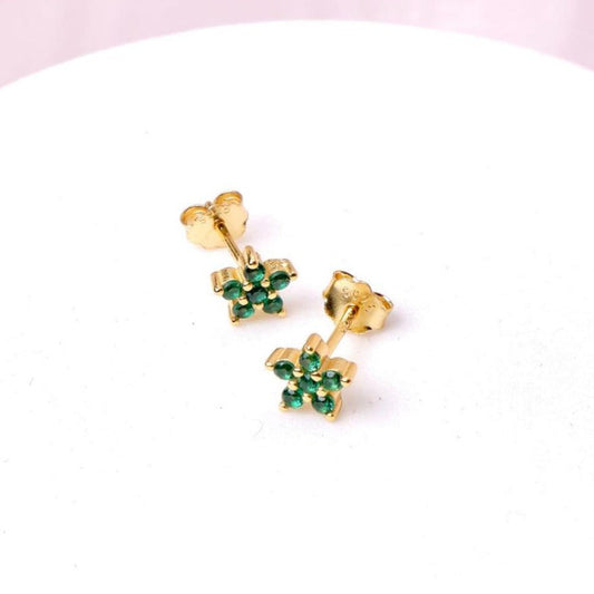 Aretes Alelí - Verde - Gold - 6mm