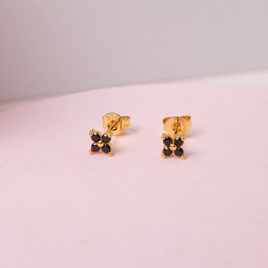 Aretes Iris - Gold - 4mm - Negro