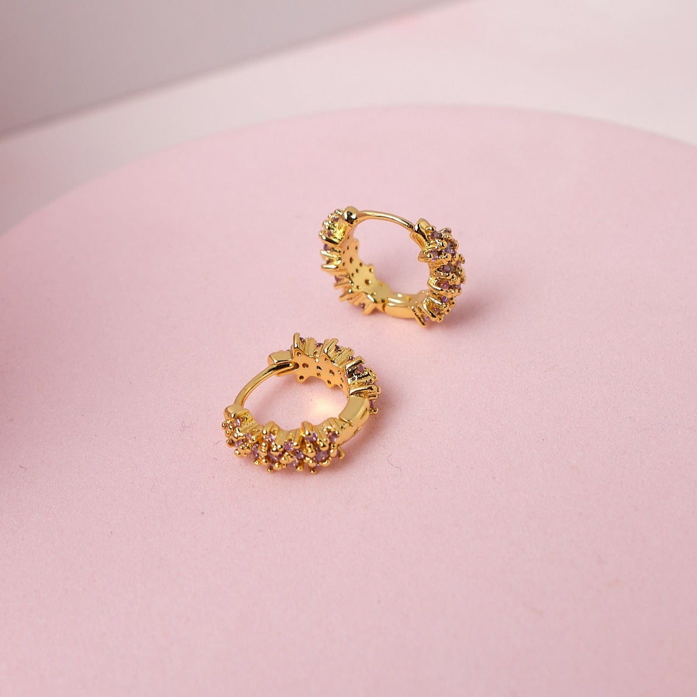 Argollas Alelí - Gold -Lila - 9mm