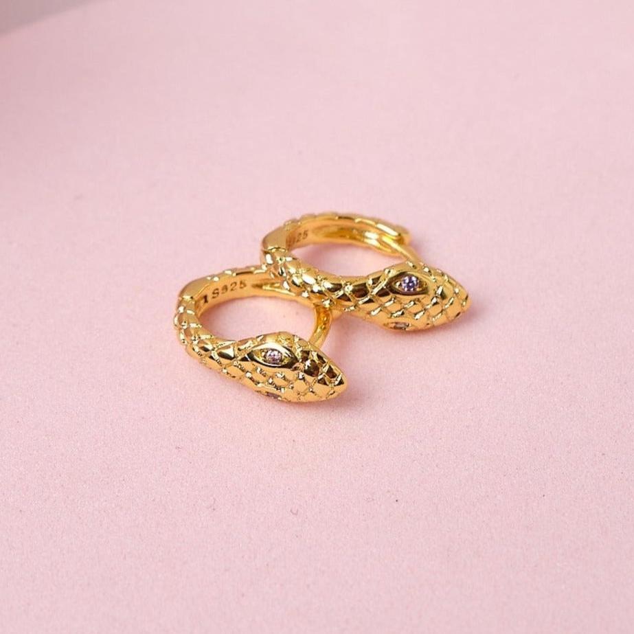 Argollas Snake - Gold - 8mm - Lila