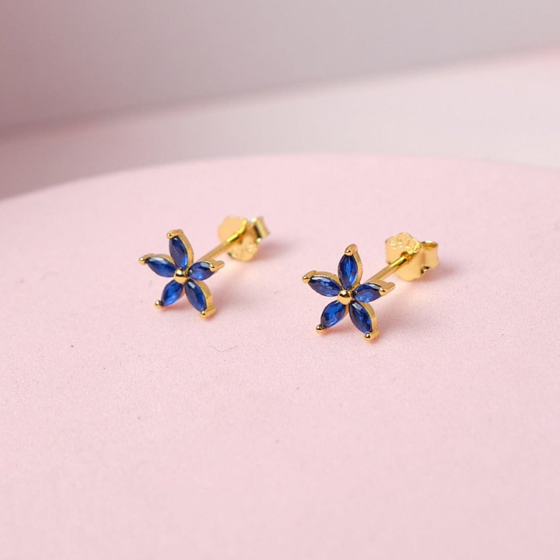 Aretes Lila - Gold - 7mm - Azul